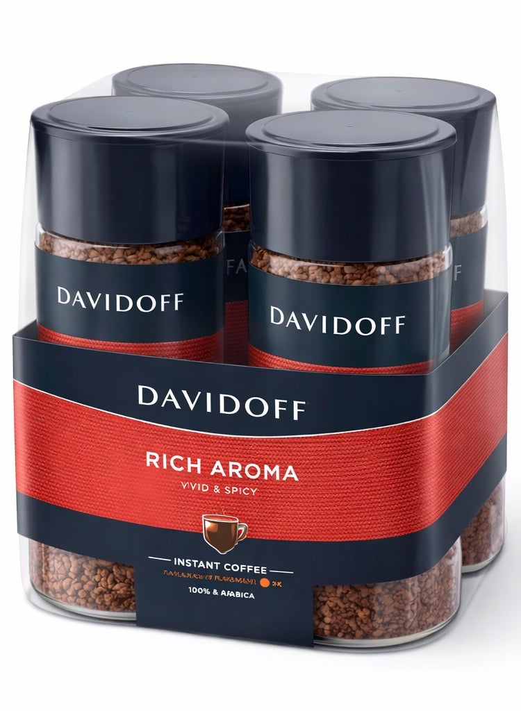 Davidoff Rich Aroma Instant Coffee - 10/12 Intensity - 90 - Pack of 4 - Image 1